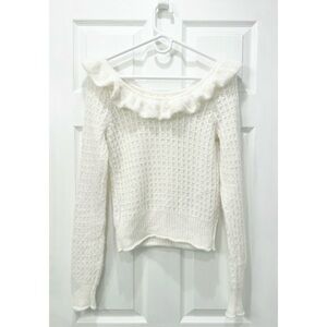 Anthropologie Ruffled Boat Neck Sweater
